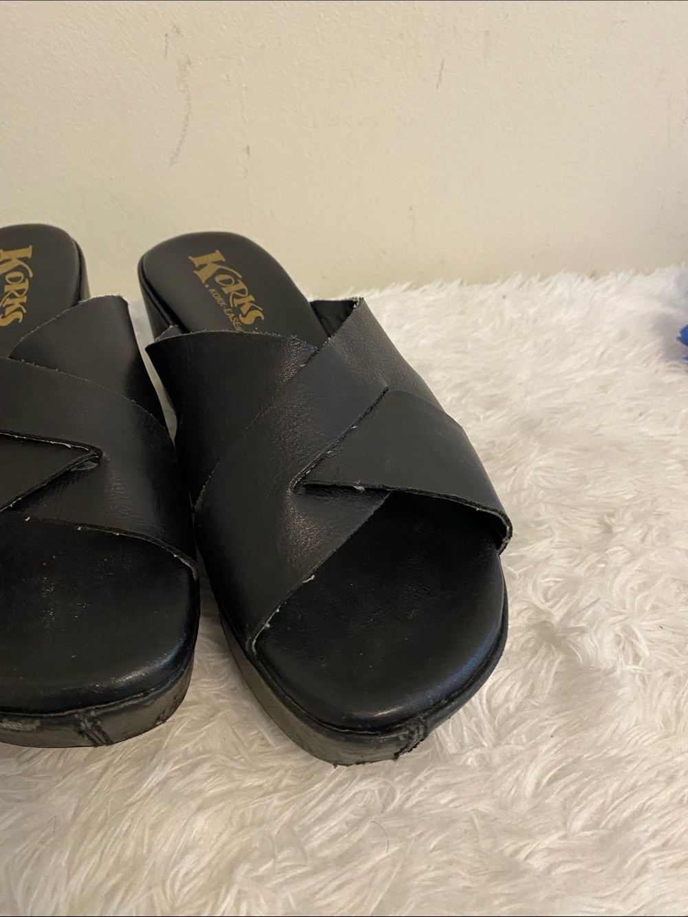 Kork-Ease Black Crossover Slide Wedge Mules - Picture 10 of 13
